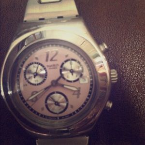 Baby pink faced SWATCH "Irony" watch